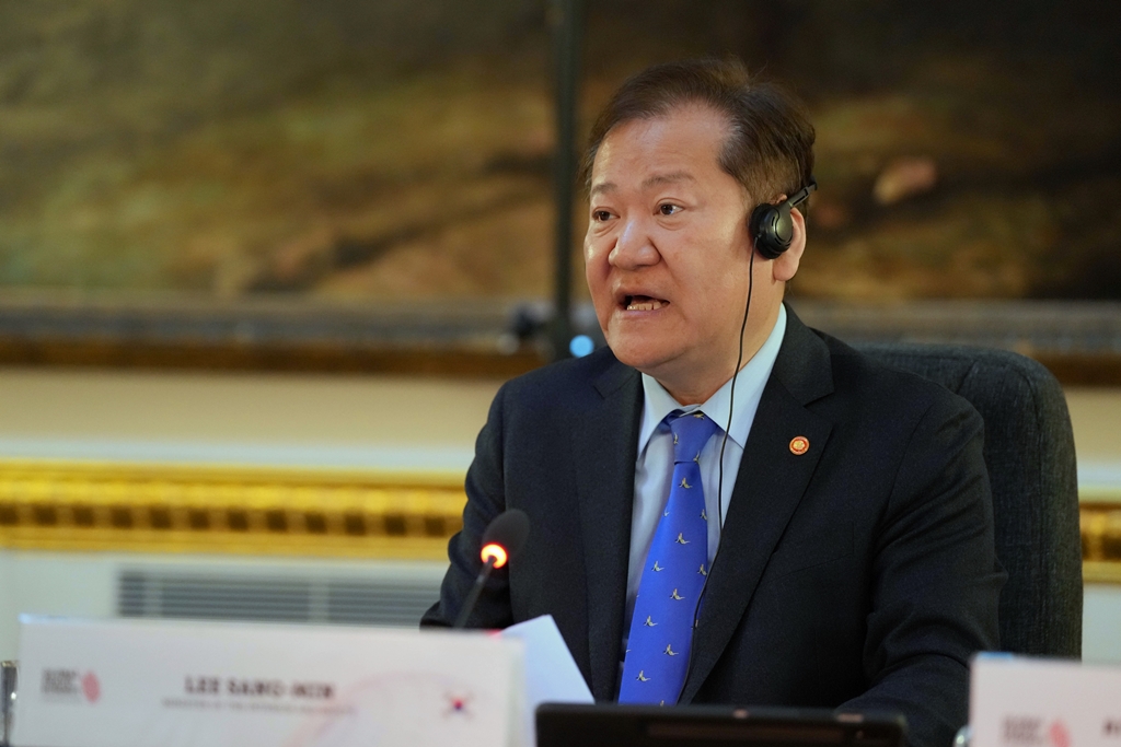 Minister of the Interior and Safety Lee Sang-min delivers a speech on "The Scale of the Fraud Threat and the Role of Law Enforcement Agencies" at the Global Fraud Summit in London, England, on the morning of March 11 (local time).