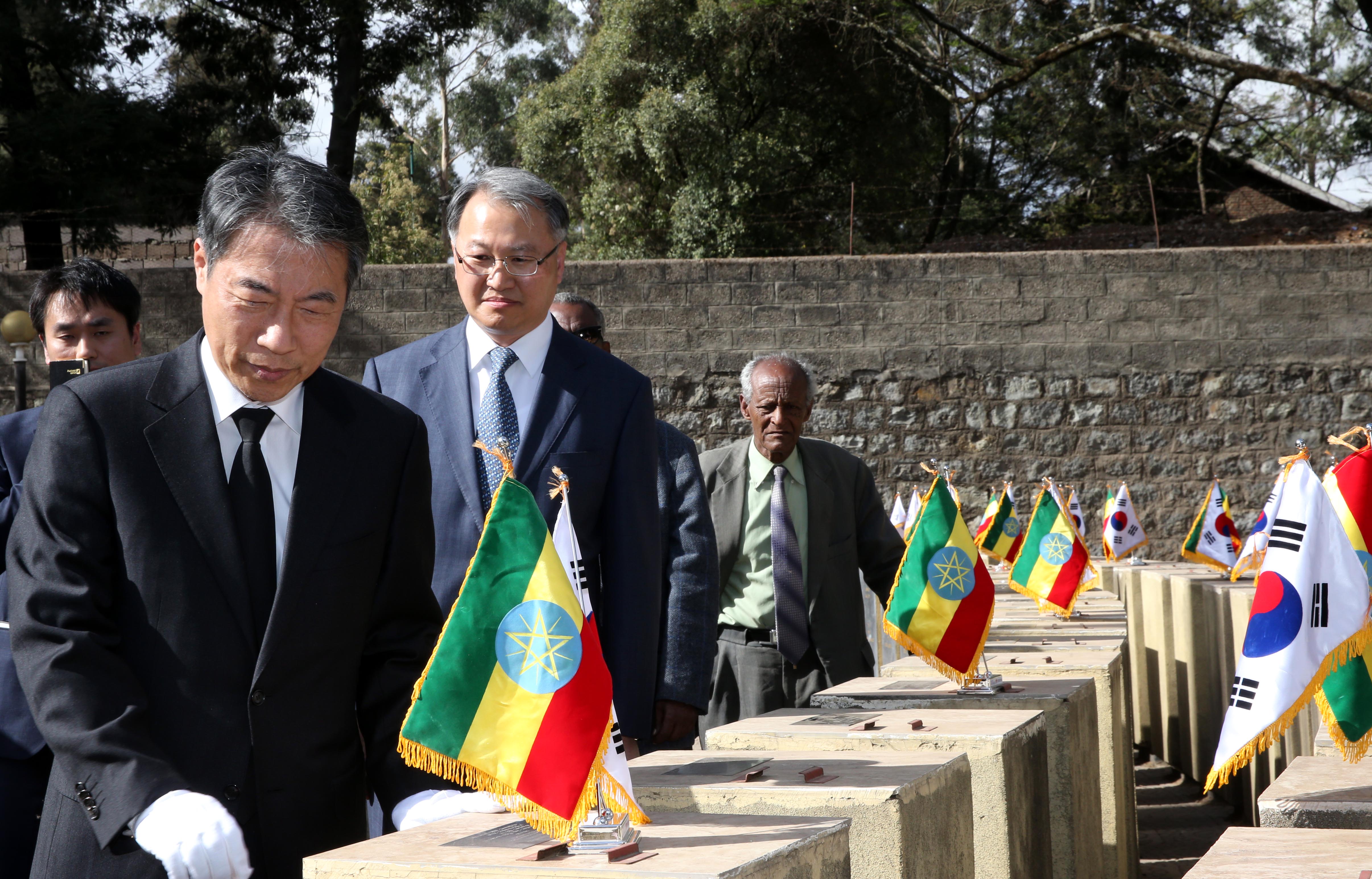정종섭 장관, 에티오피아 '한국전 참전용사기념비' 헌화