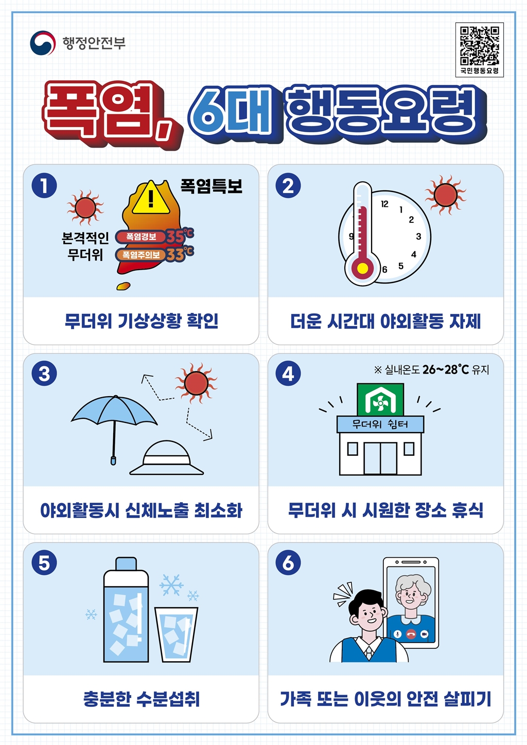 폭염 국민행동요령 포스터 : 상세내용은 아래내용을 참고하세요-N