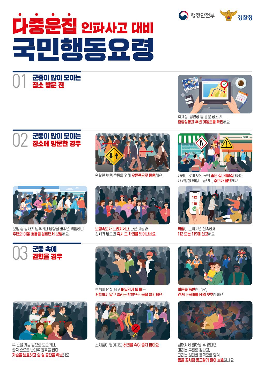(2번째 이미지) 다중운집 인파사고 대비 국민행동요령 포스터 : 상세내용은 아래내용을 참고하세요